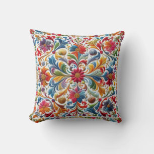 Farbenfrohe Stickerei mit floralem Design Kissen