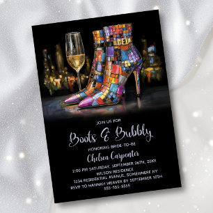 Farbenfrohe Stiefel und sprudelnde Bridal Shower Einladung