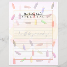 Farbenfrohe Stifte Schriftstück eingeschlossen