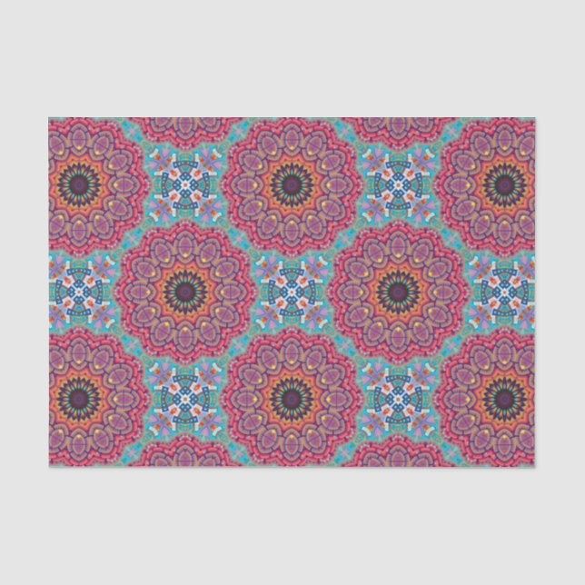 Farbenfrohe, stilvolle Boho Mandalases Geometrisch Seidenpapier (Vorderseite)