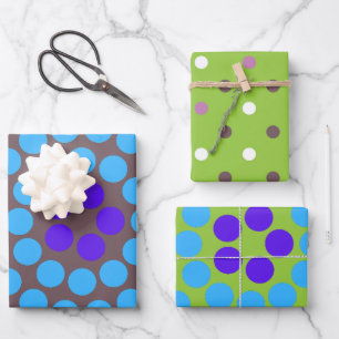 Farbenfrohe, stilvolle, einfache Muster Polka Dots Geschenkpapier Set
