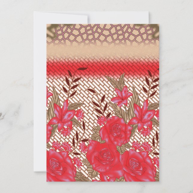 Farbenfrohe Stoffmuster mit feinen Blumen Einladung (Vorderseite)