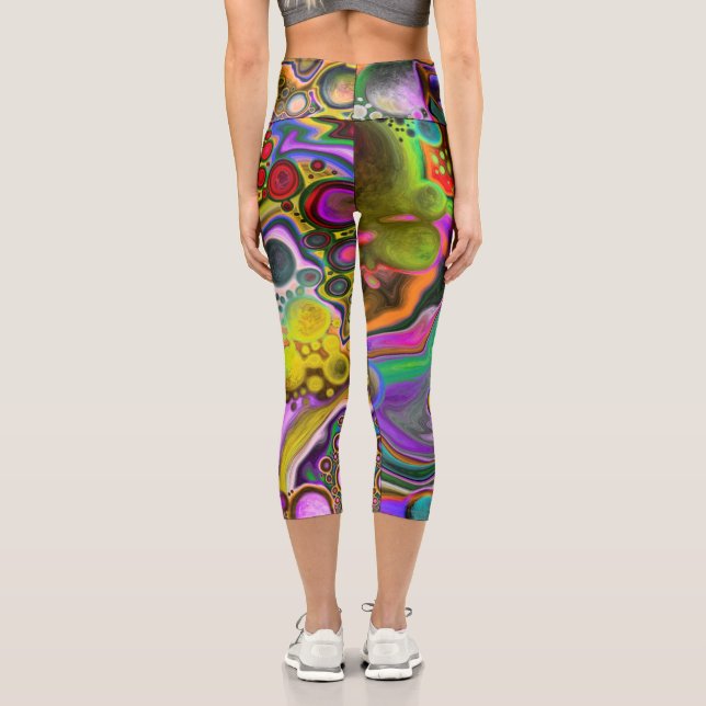 Farbenfrohe strahlende Flüssigkeit Art Pour Malere Capri Leggings (Rückseite)