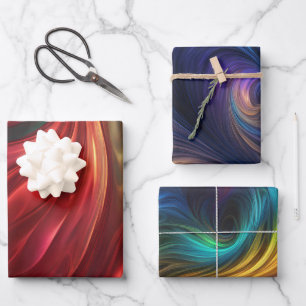 Farbenfrohe strahlende Muster Geschenkpapier Set