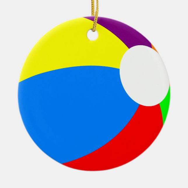 Farbenfrohe Strandballe mit doppelseitiger Ornamen Keramik Ornament (Vorne)