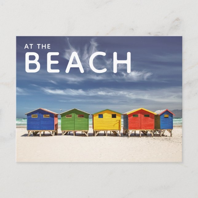 Farbenfrohe Strandhäuser | Muizenberg, Südafrika Postkarte (Vorderseite)
