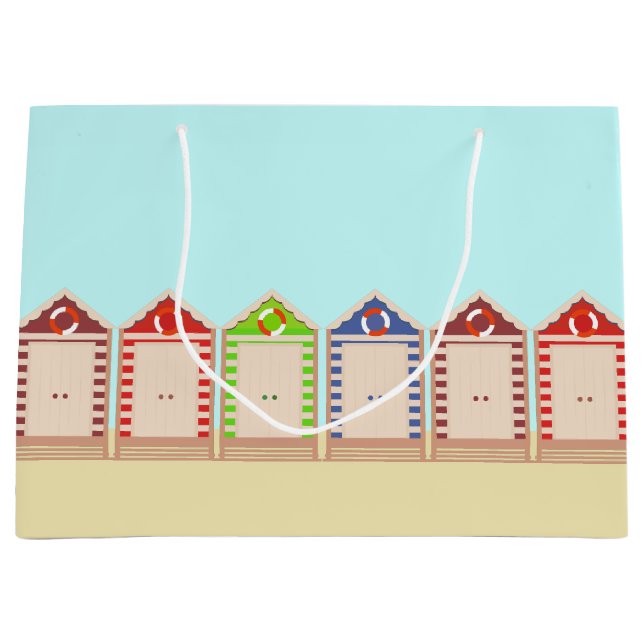 Farbenfrohe Strandhütten Sommer  Große Geschenktüte (Vorderseite)