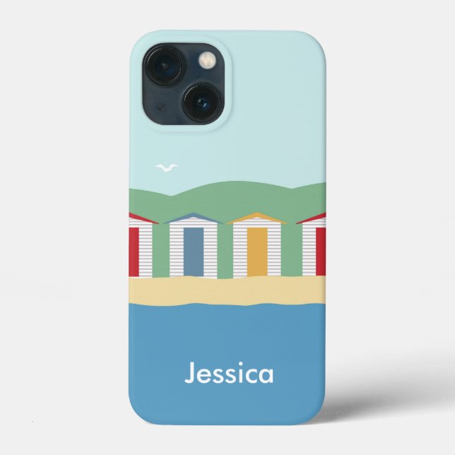 Farbenfrohe Strandhütten Sommer Personalisiert Case-Mate iPhone Hülle (Rückseite)