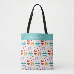 Farbenfrohe Strandurlaub Muster Personalisiert Tasche