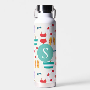 Farbenfrohe Strandurlaub Muster Personalisiert Trinkflasche