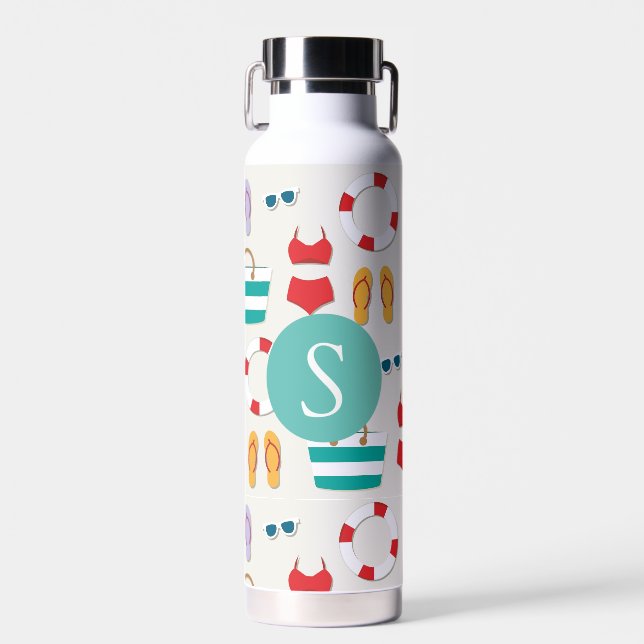 Farbenfrohe Strandurlaub Muster Personalisiert Trinkflasche (Vorne)