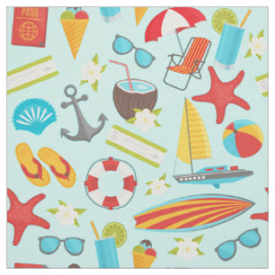 Farbenfrohe Strandurlaubsmuster Stoff