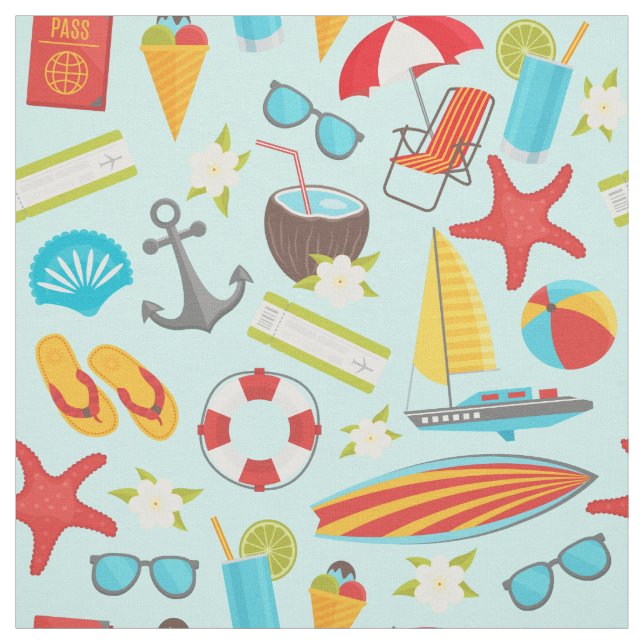 Farbenfrohe Strandurlaubsmuster Stoff (Muster)