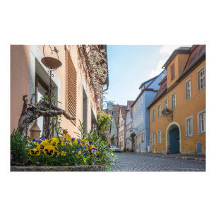 Farbenfrohe Straße in Rothenburg ob der Tauber Fotodruck