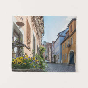 Farbenfrohe Straße in Rothenburg ob der Tauber Wandteppich