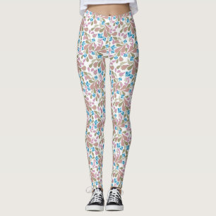 Farbenfrohe Sträuße aus Retro-Blumen auf Weiß  Leggings
