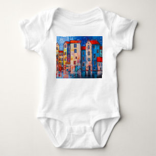 Farbenfrohe Street Panorama Impressionistische Kun Baby Strampler