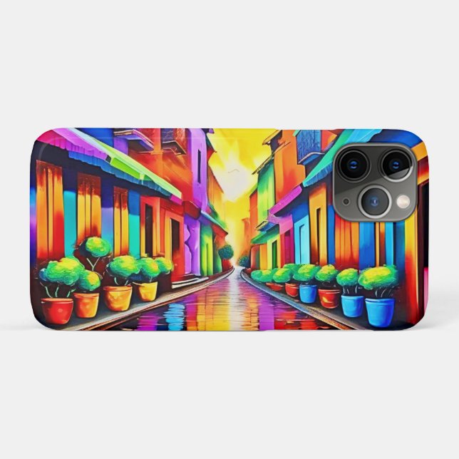 Farbenfrohe Street Scene Art Case-Mate iPhone Hülle (Rückseite (Horizontal))