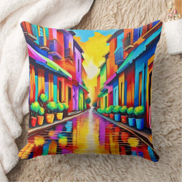Farbenfrohe Street Scene Art Kissen