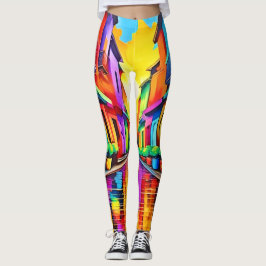 Farbenfrohe Street Scene Art Leggings