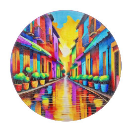 Farbenfrohe Street Scene Art Schneidebrett