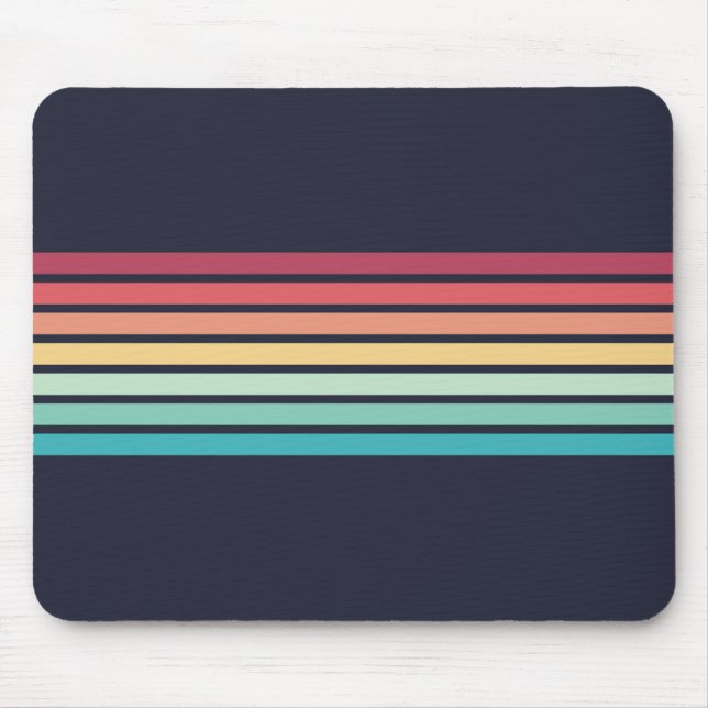 Farbenfrohe Streifen 70er 80er Retro Racing Streif Mousepad (Vorne)