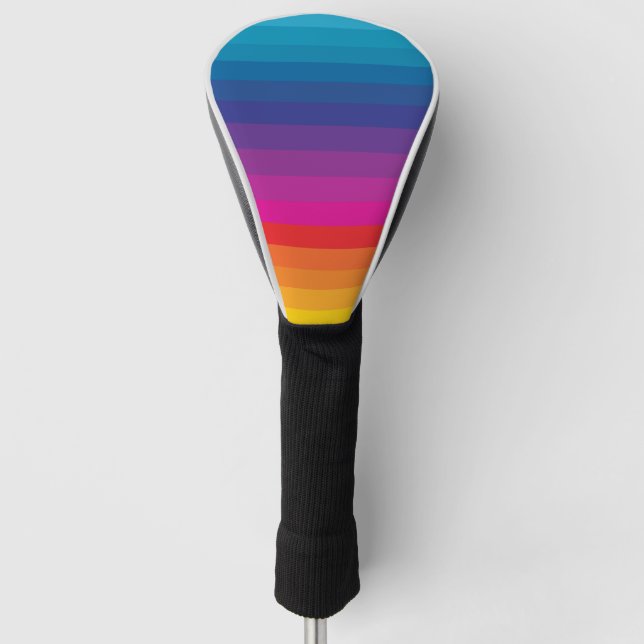 Farbenfrohe Streifen 70er 80er Retro Regenbogenstr Golf Headcover (Vorderseite)