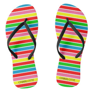 Farbenfrohe Streifen Abstracte Personalisierte Fli Flip Flops