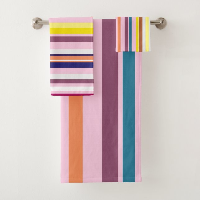 Farbenfrohe Streifen Badezimmer Handtuch Set (Insitu)