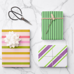 Farbenfrohe Streifen  Geschenkpapier Set