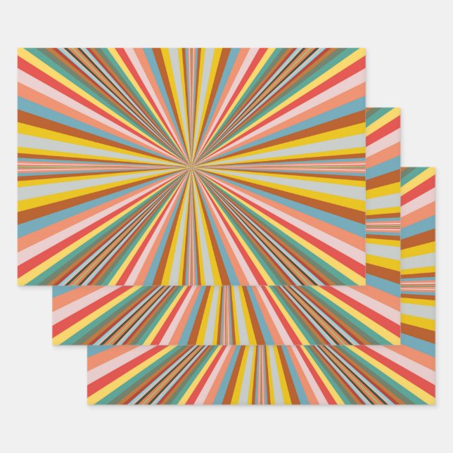 Farbenfrohe Streifen Geschenkpapier Set (Set)