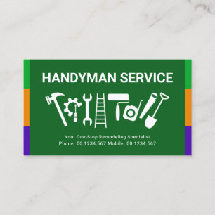 Farbenfrohe Streifen Handyman Tools Zuhause Renovi Visitenkarte