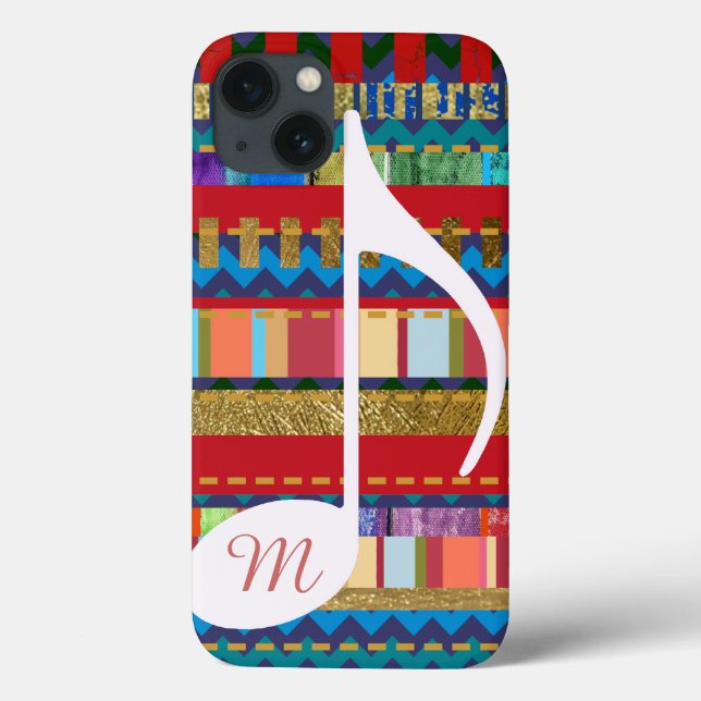 farbenfrohe Streifen, musikalische Note und erste Case-Mate iPhone Hülle (Rückseite)