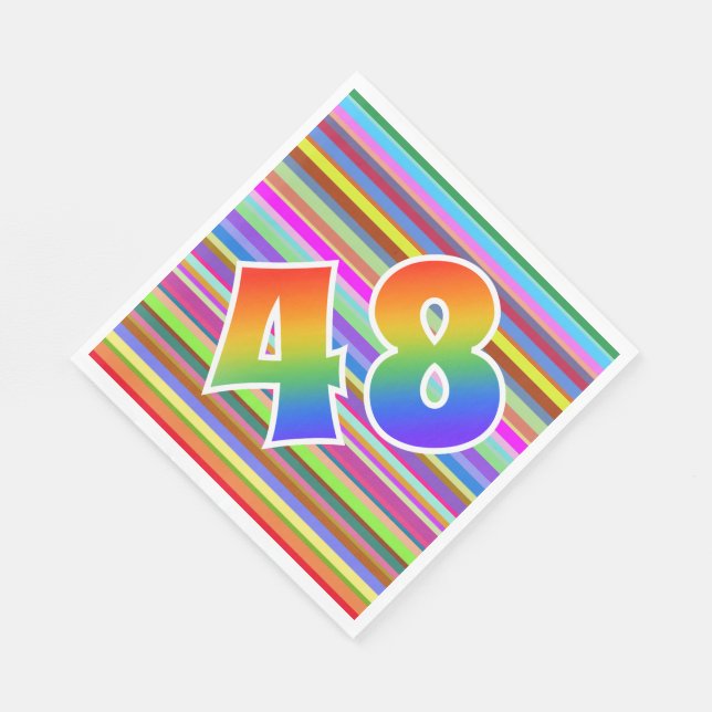 Farbenfrohe Streifen + Regenbogenmuster "48" Event Serviette (Ecke)