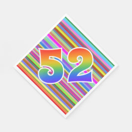 Farbenfrohe Streifen + Regenbogenmuster "52" Event Serviette