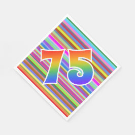Farbenfrohe Streifen + Regenbogenmuster "75" Event Serviette