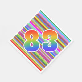Farbenfrohe Streifen + Regenbogenmuster "83" Event Serviette