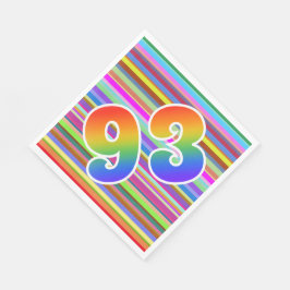 Farbenfrohe Streifen + Regenbogenmuster "93" Event Serviette