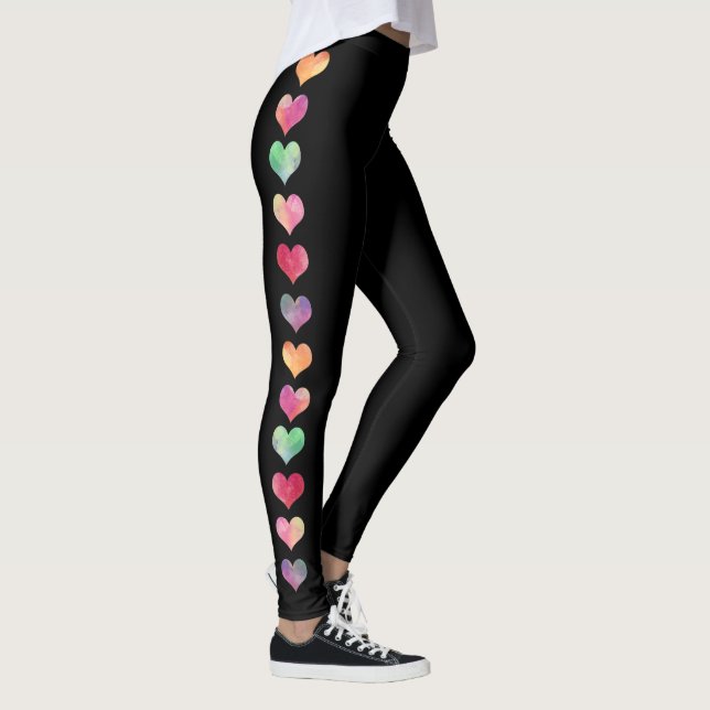 Farbenfrohe Streifen Wasserfarbenherde Ladys Yoga Leggings (Rechts)