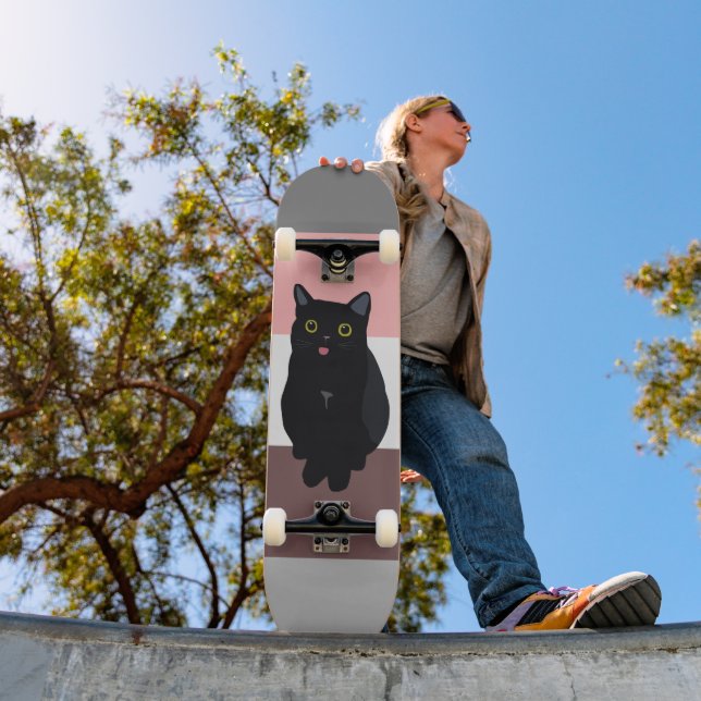 Farbenfrohe Streifen, zeichnend Schwarzkatze Skateboard (Außenbereich 1)