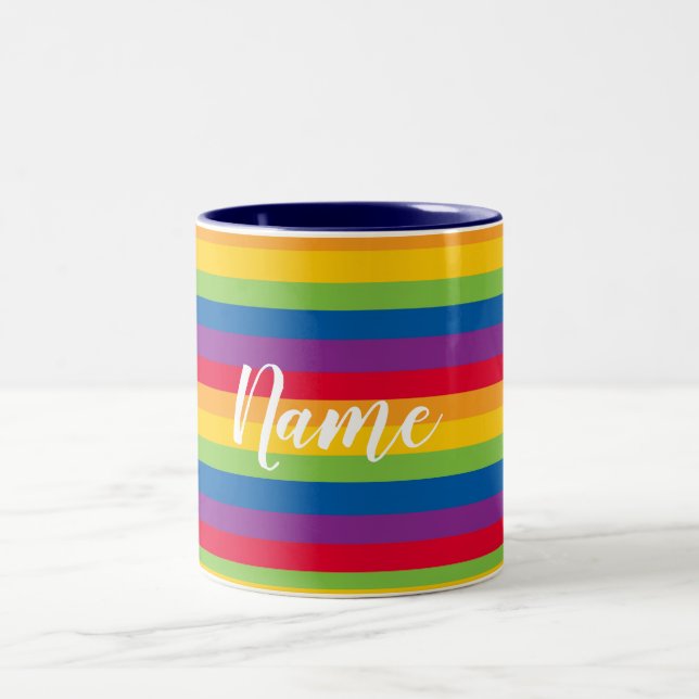 Farbenfrohe Streifen Zweifarbige Tasse (Mittel)