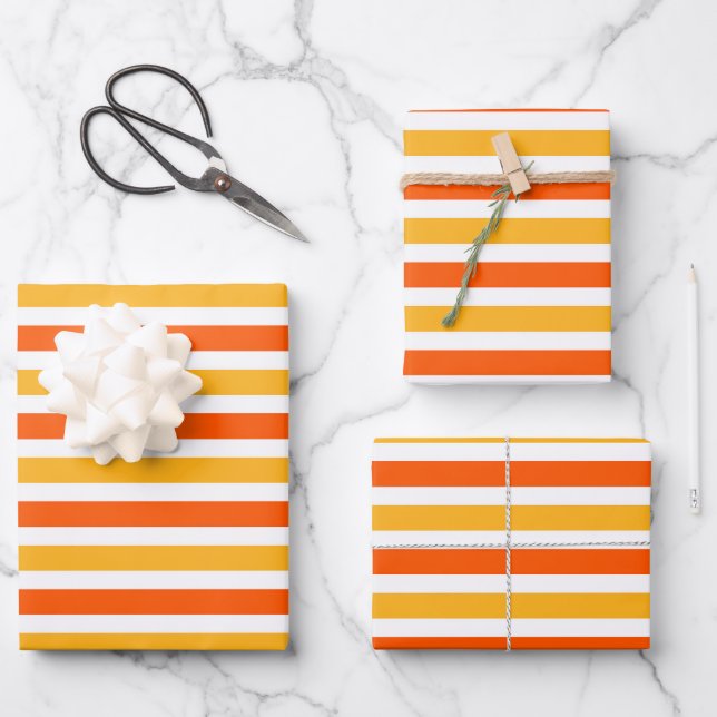 Farbenfrohe Streifenmuster Faltblätter Geschenkpapier Set (Vorderseite)