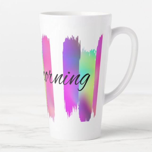 Farbenfrohe Striche Guten Morgen Latte Tasse (Rechts)