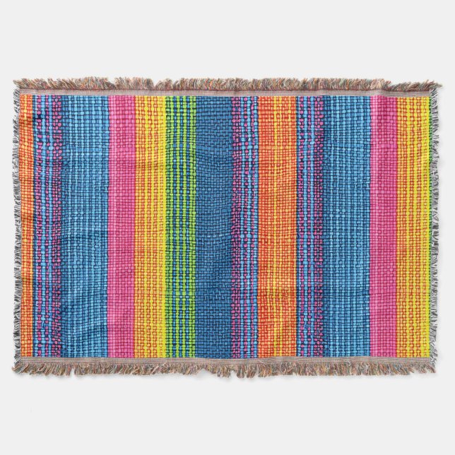 Farbenfrohe Strip-Imitate Denim Texture Decke (Vorderseite)