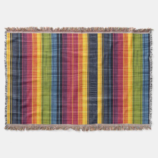 Farbenfrohe Strip-Imitate Denim Texture Decke (Vorderseite)