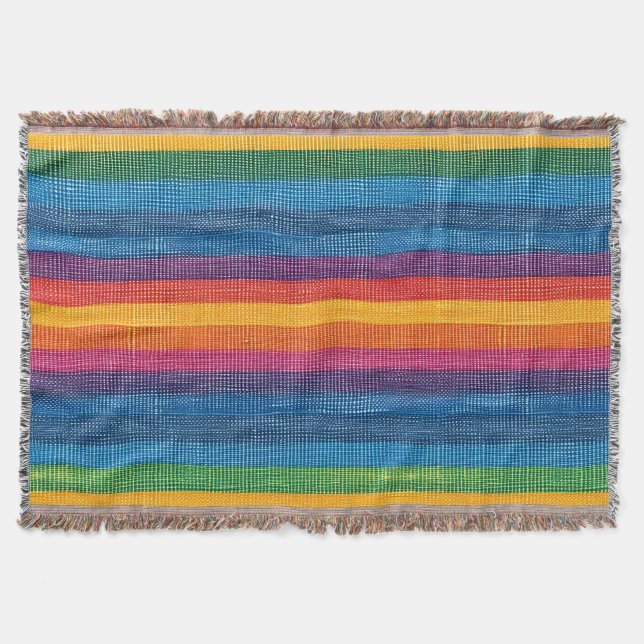 Farbenfrohe Strip-Imitate Denim Texture Decke (Vorderseite)