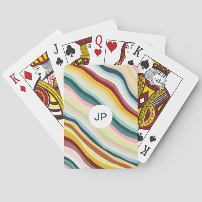 Farbenfrohe Stripes Lines Kurven KUNDEN IT Spielkarten (Rückseite)