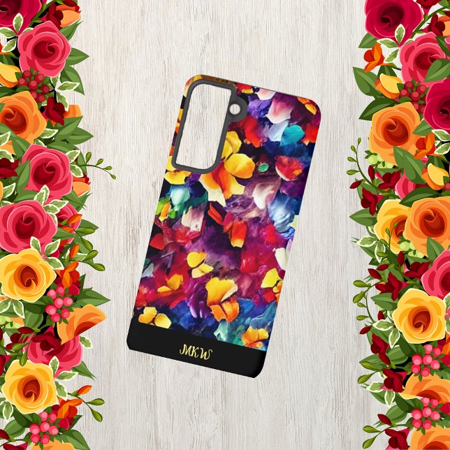 Farbenfrohe, stylische Monogram, floral Samsung Galaxy Hülle (Von Creator hochgeladen)