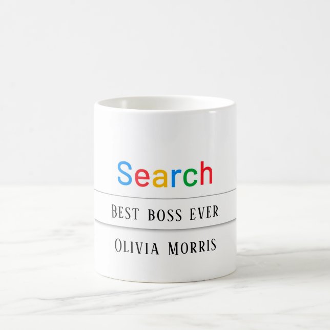 Farbenfrohe Suche Bester Boss je nach Kundenwunsch Kaffeetasse (Mittel)