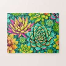 Farbenfrohe Sukkuline 1 Leichtes Gehirn Art Puzzle